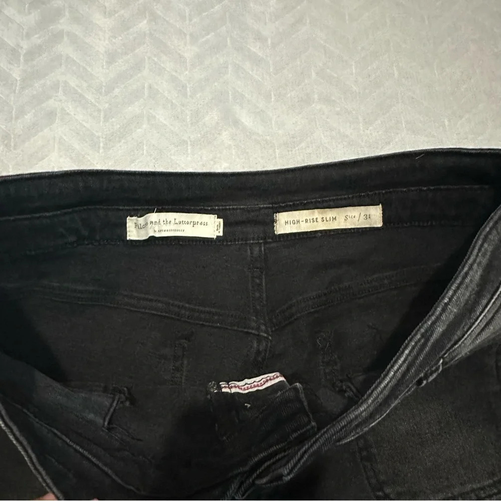 Anthropologie Pilcro High Rise Slim Utility Button Up Jeans Black‎ Size 31 - Picture 4 of 8
